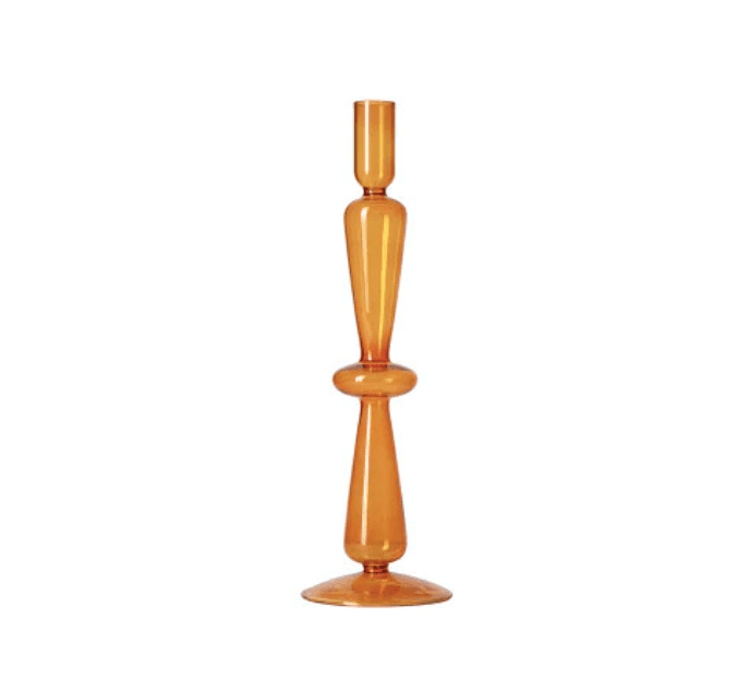 Vintage Glass Candle Holder with Curved Silhouette