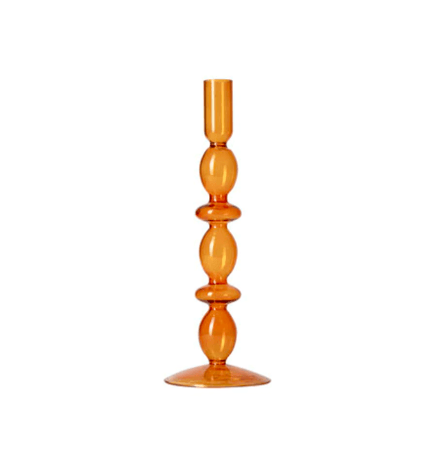 Vintage Glass Candle Holder with Curved Silhouette