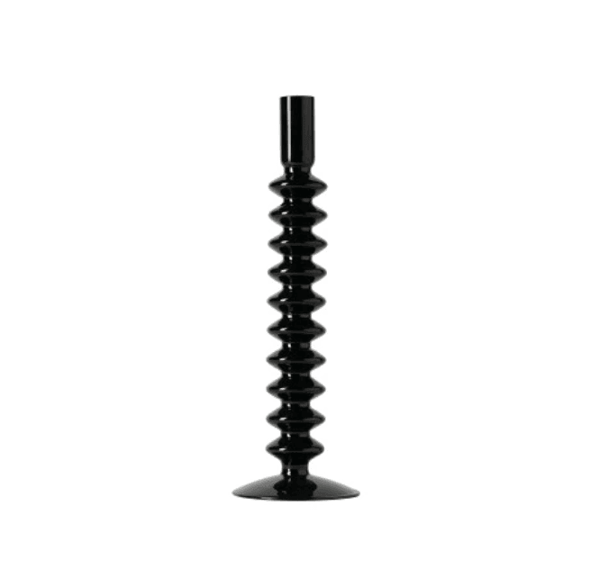 Vintage Glass Candle Holder with Curved Silhouette