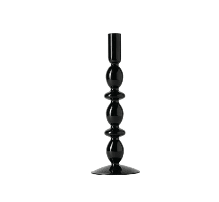 Vintage Glass Candle Holder with Curved Silhouette