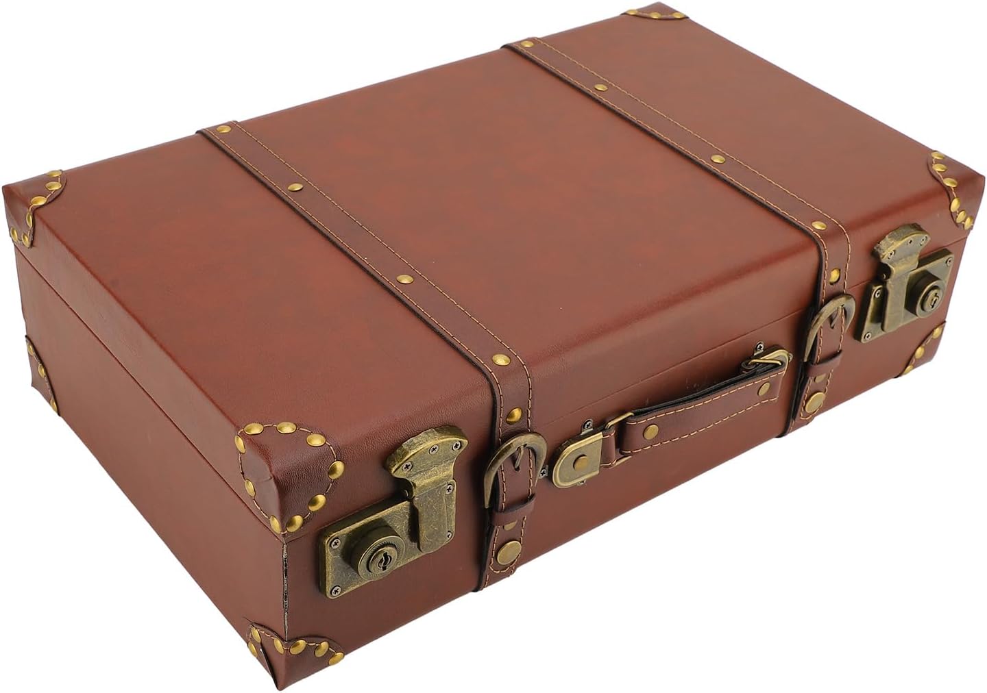 Vintage Leather Overnight Carry-On Case with Alloy Lock