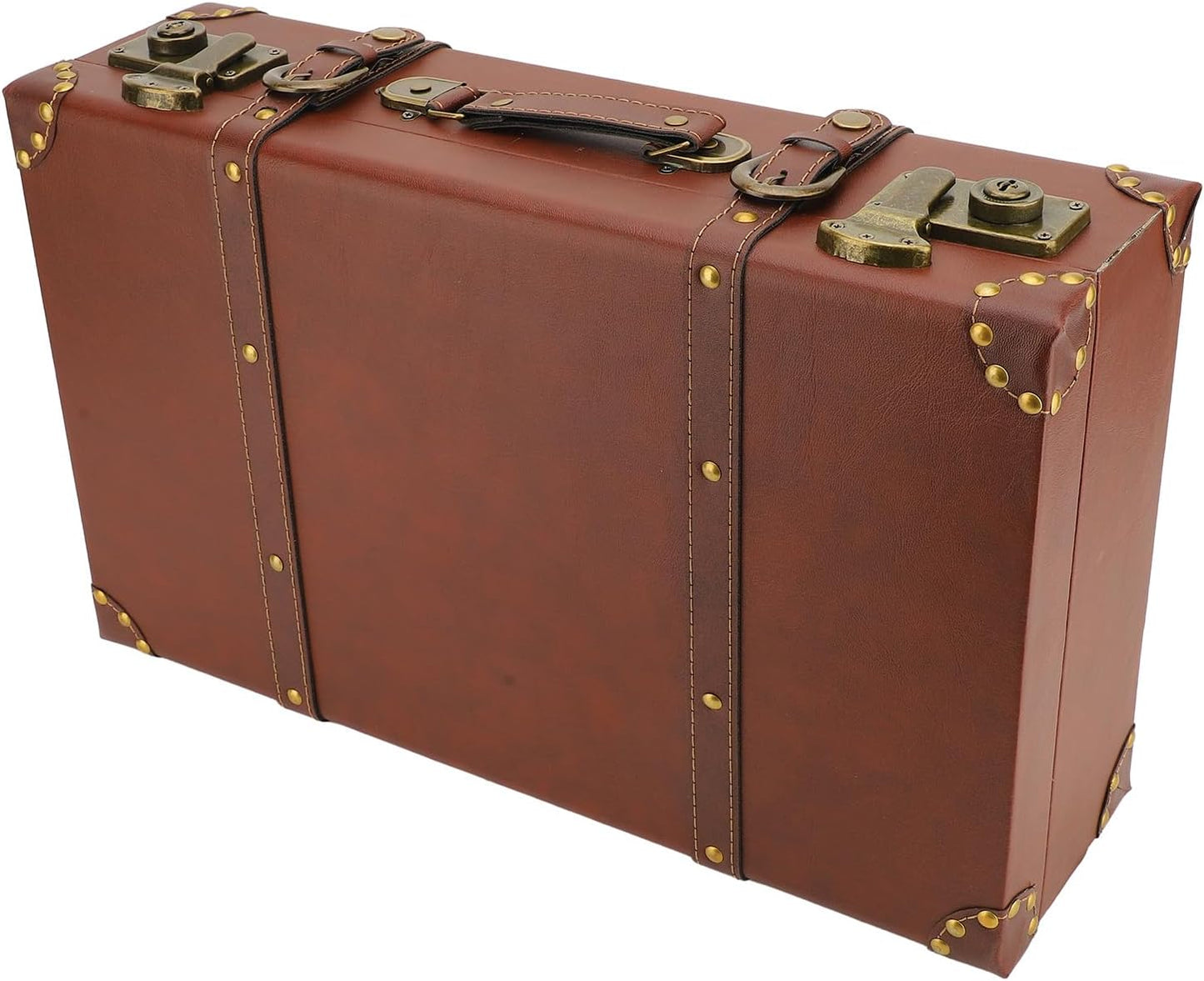 Vintage Leather Overnight Carry-On Case with Alloy Lock