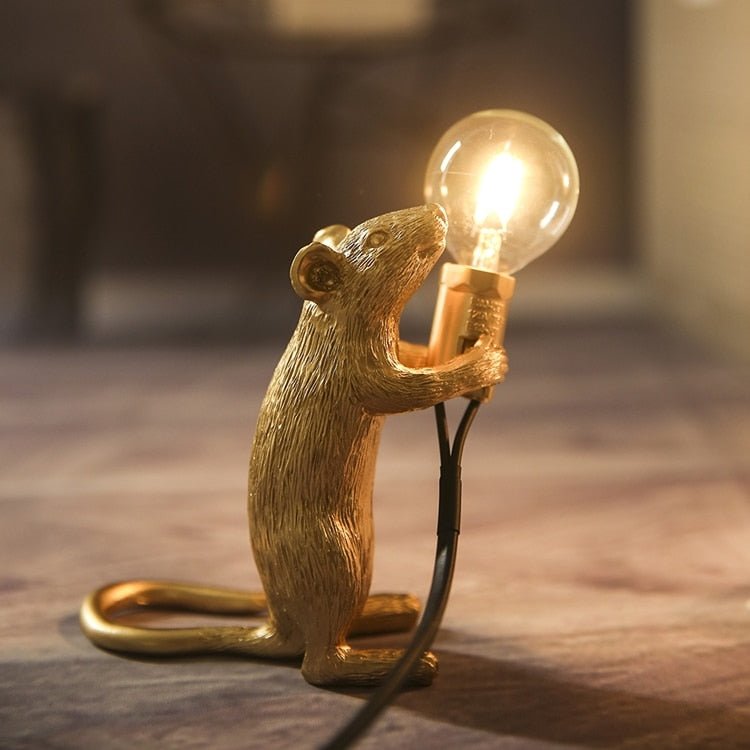 Vintage Mouse LED Desk Lamp with Unique Resin Design