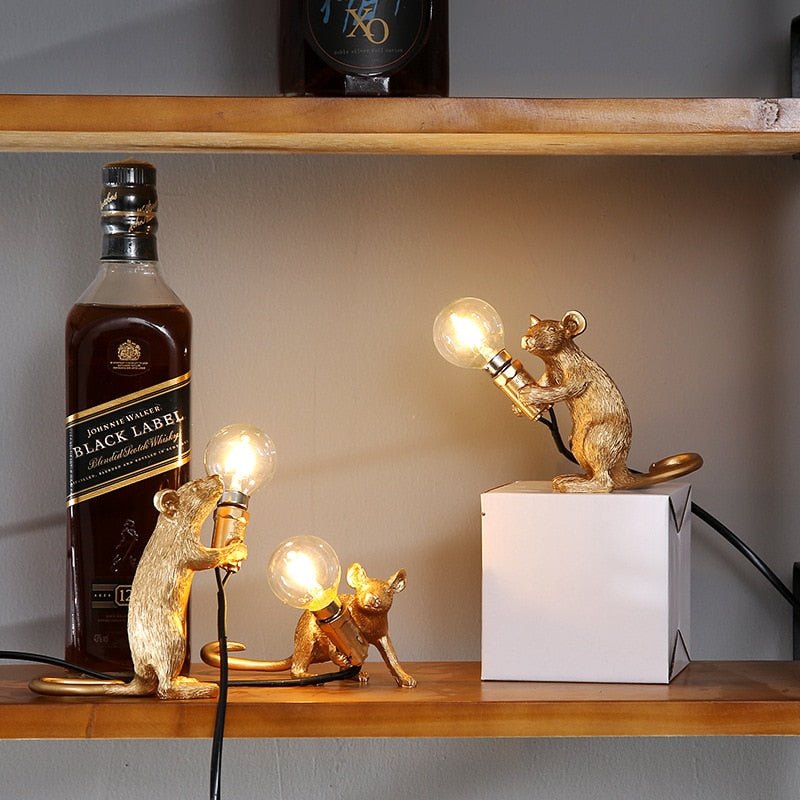 Vintage Mouse LED Desk Lamp with Unique Resin Design