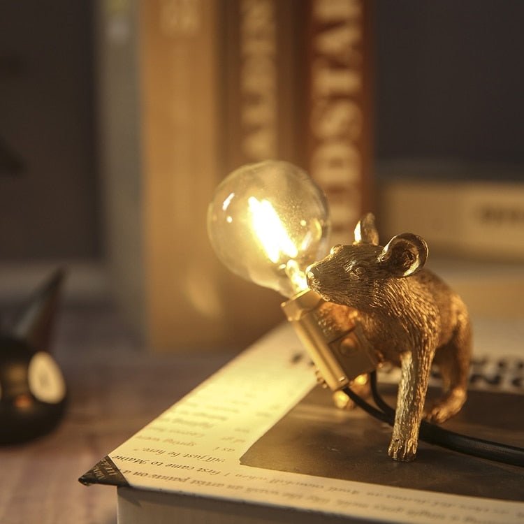 Vintage Mouse LED Desk Lamp with Unique Resin Design