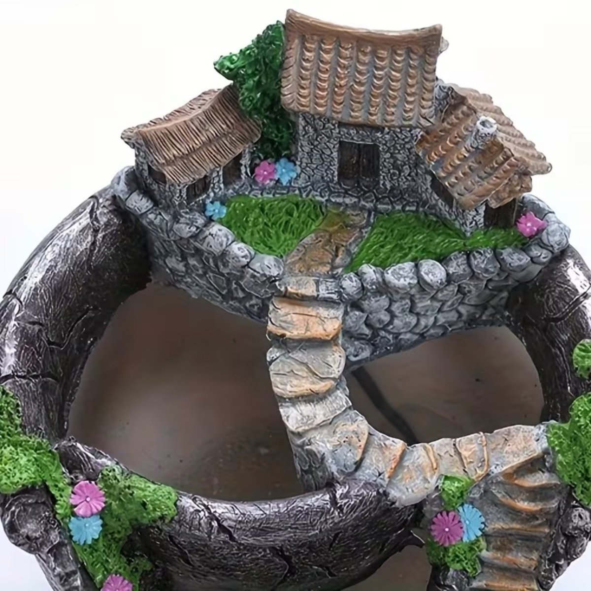 Rustic Three-Compartment Plastic Planter with Drainage Hole