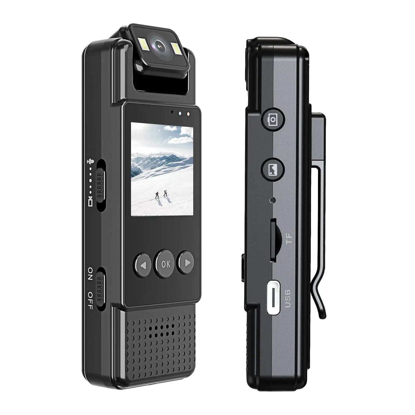 HD Night Vision Body Camera with 128GB Storage and 180° Rotatable Lens