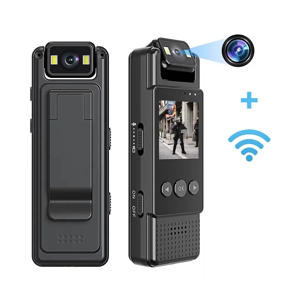 HD Night Vision Body Camera with 128GB Storage and 180° Rotatable Lens