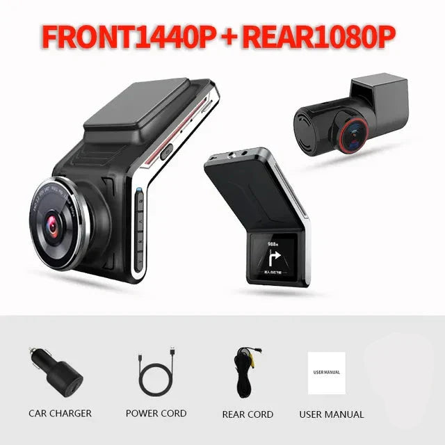 4K Dual Camera Car Dash Cam with Night Vision and Parking Monitoring