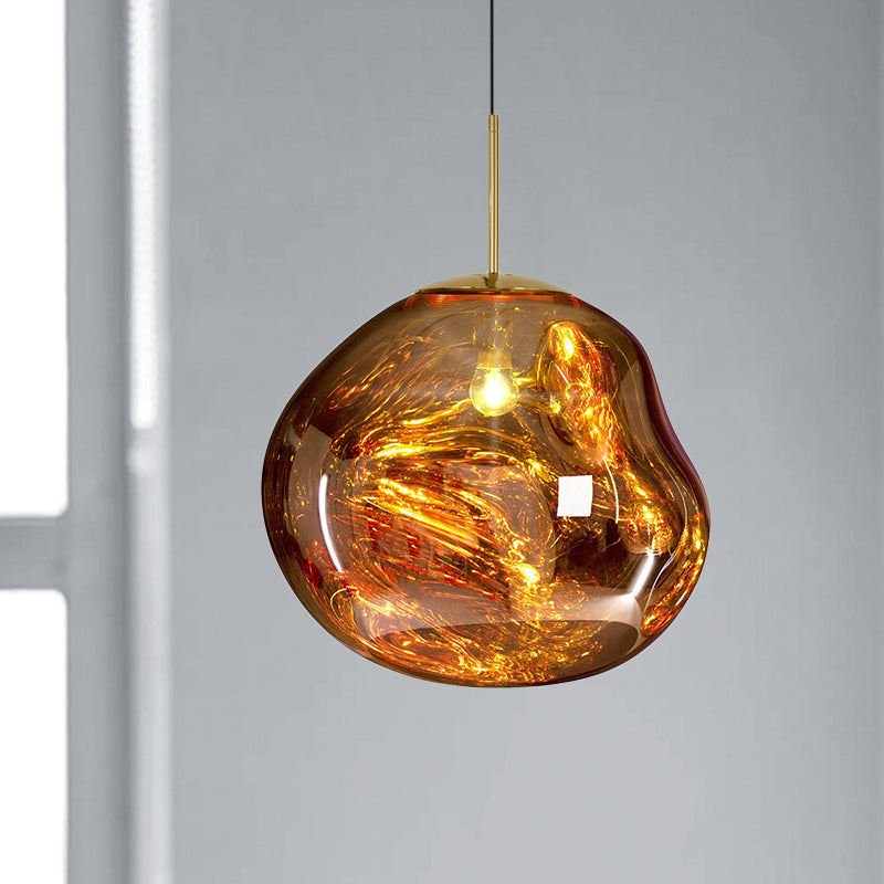 Luxury Glass and Metal Pendant Lamp in Silver, Gold, or Red