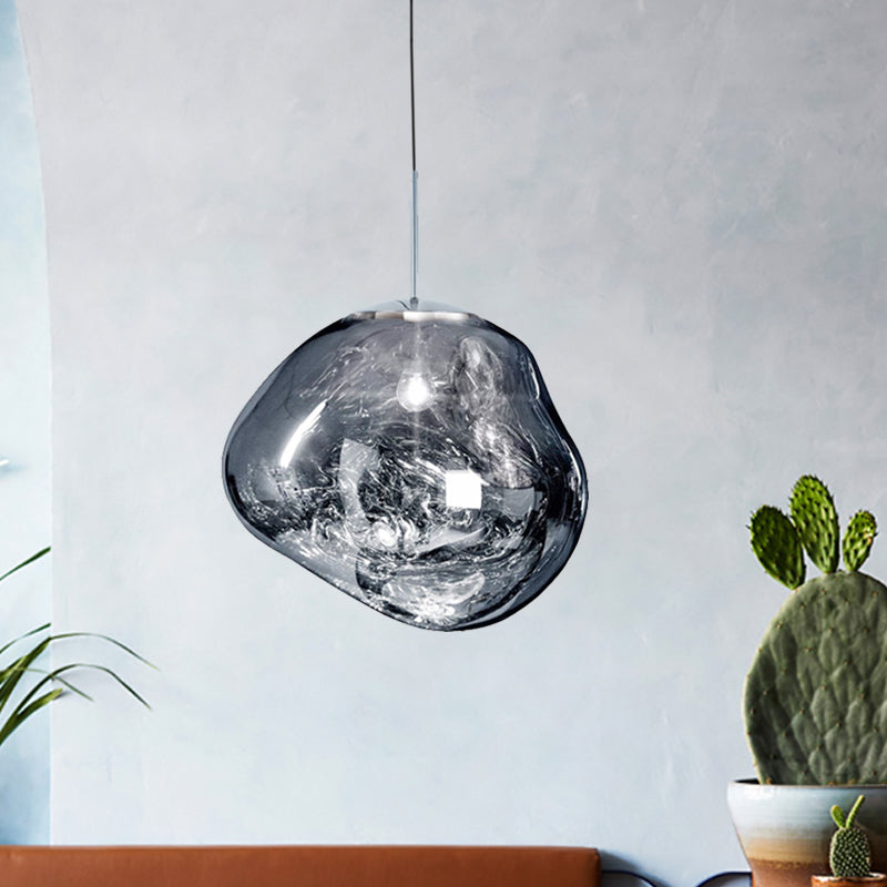 Luxury Glass and Metal Pendant Lamp in Silver, Gold, or Red