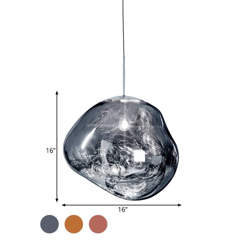 Luxury Glass and Metal Pendant Lamp in Silver, Gold, or Red