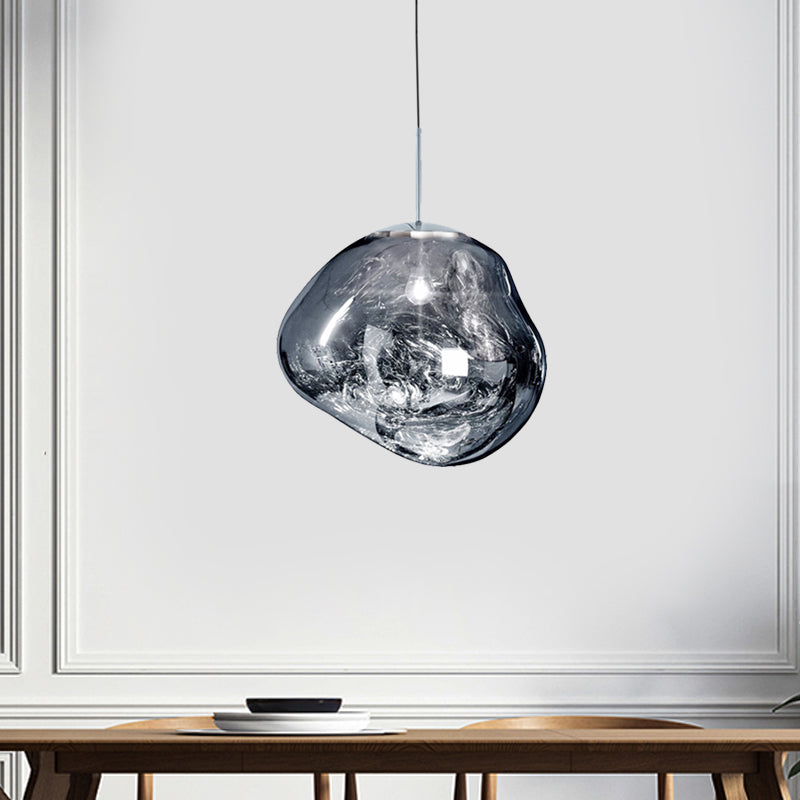 Luxury Glass and Metal Pendant Lamp in Silver, Gold, or Red