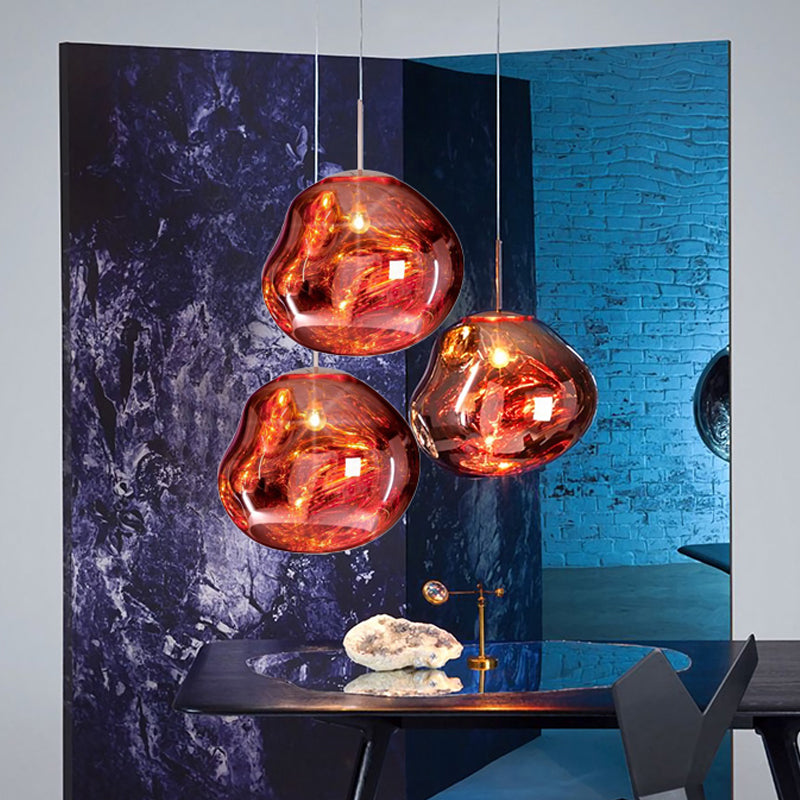 Luxury Glass and Metal Pendant Lamp in Silver, Gold, or Red