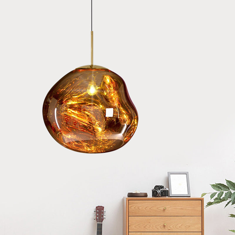 Luxury Glass and Metal Pendant Lamp in Silver, Gold, or Red