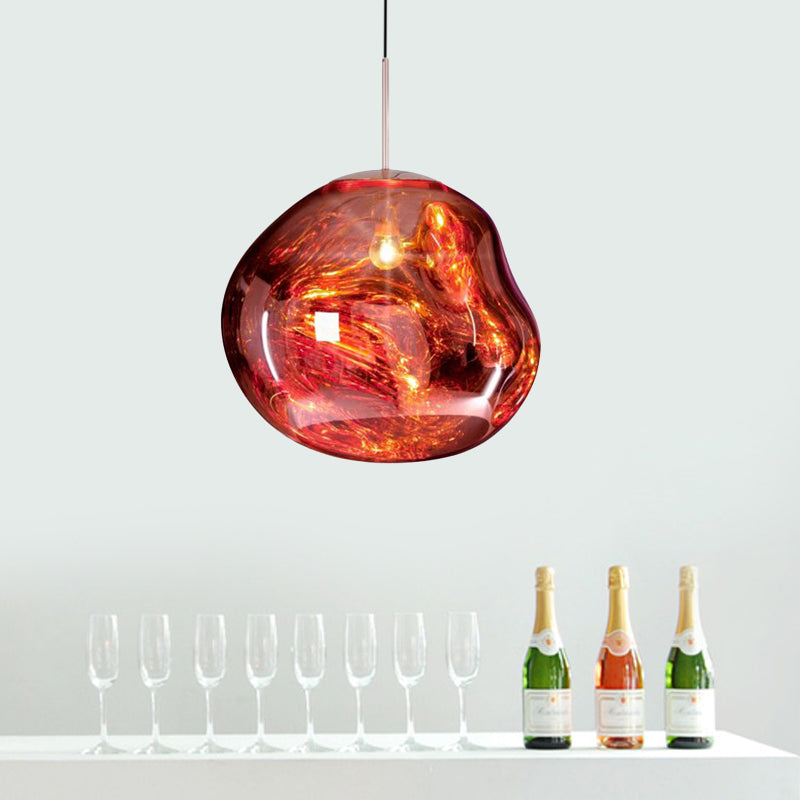 Luxury Glass and Metal Pendant Lamp in Silver, Gold, or Red