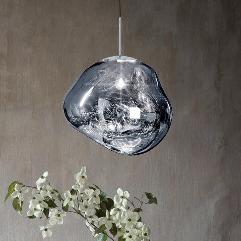 Luxury Glass and Metal Pendant Lamp in Silver, Gold, or Red