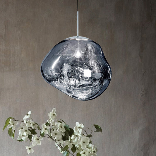 Luxury Glass and Metal Pendant Lamp in Silver, Gold, or Red