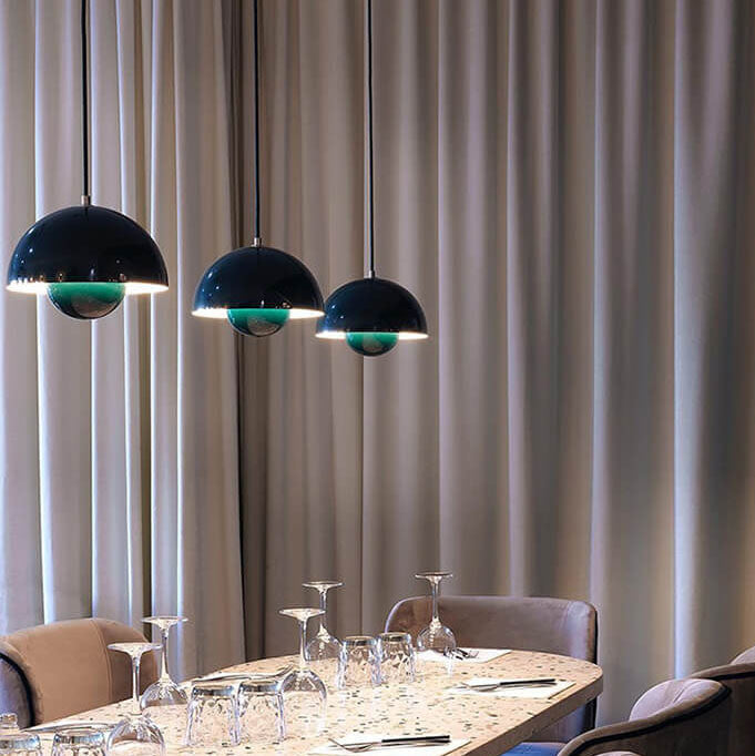 Warm Light Pendant Lamp with Elegant Hemispherical Design
