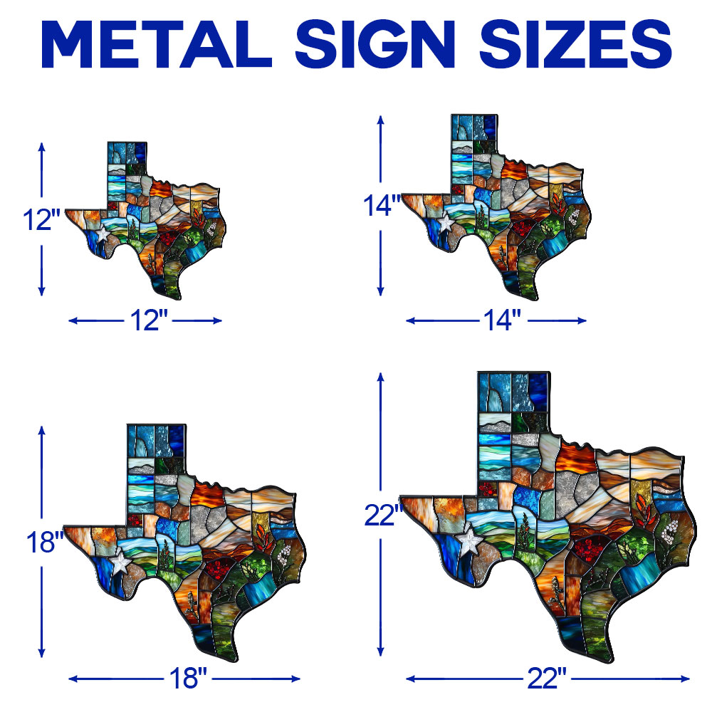Texas Metal Map Wall Sign - Customizable Decor