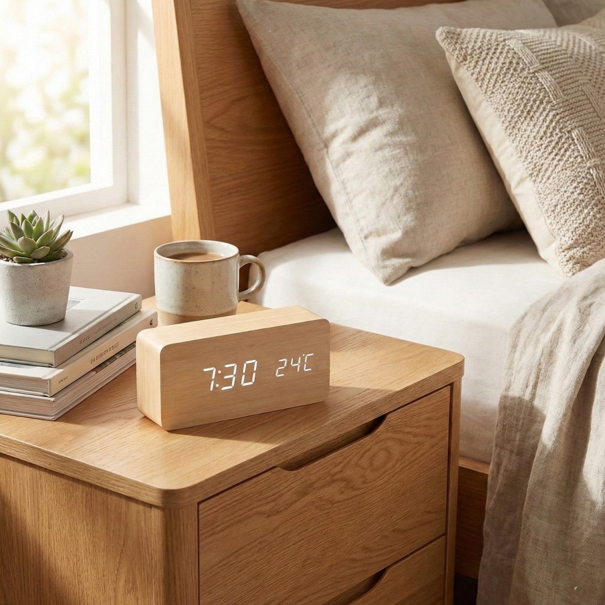 Voice Activated Wooden LED Clock with Custom Display
