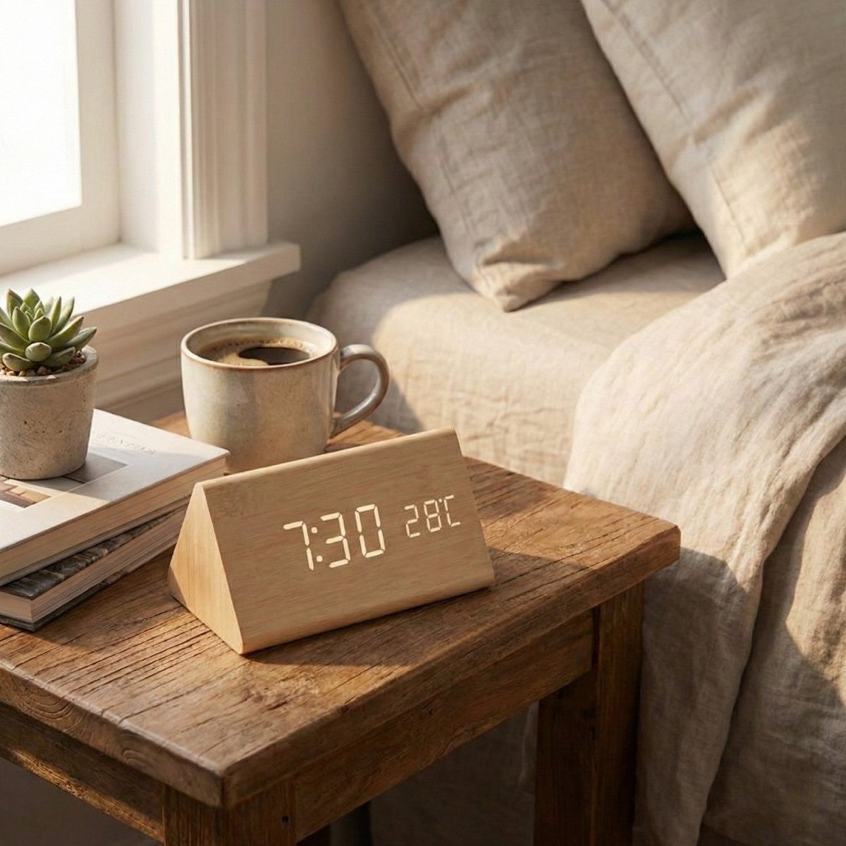Voice Activated Wooden LED Clock with Custom Display