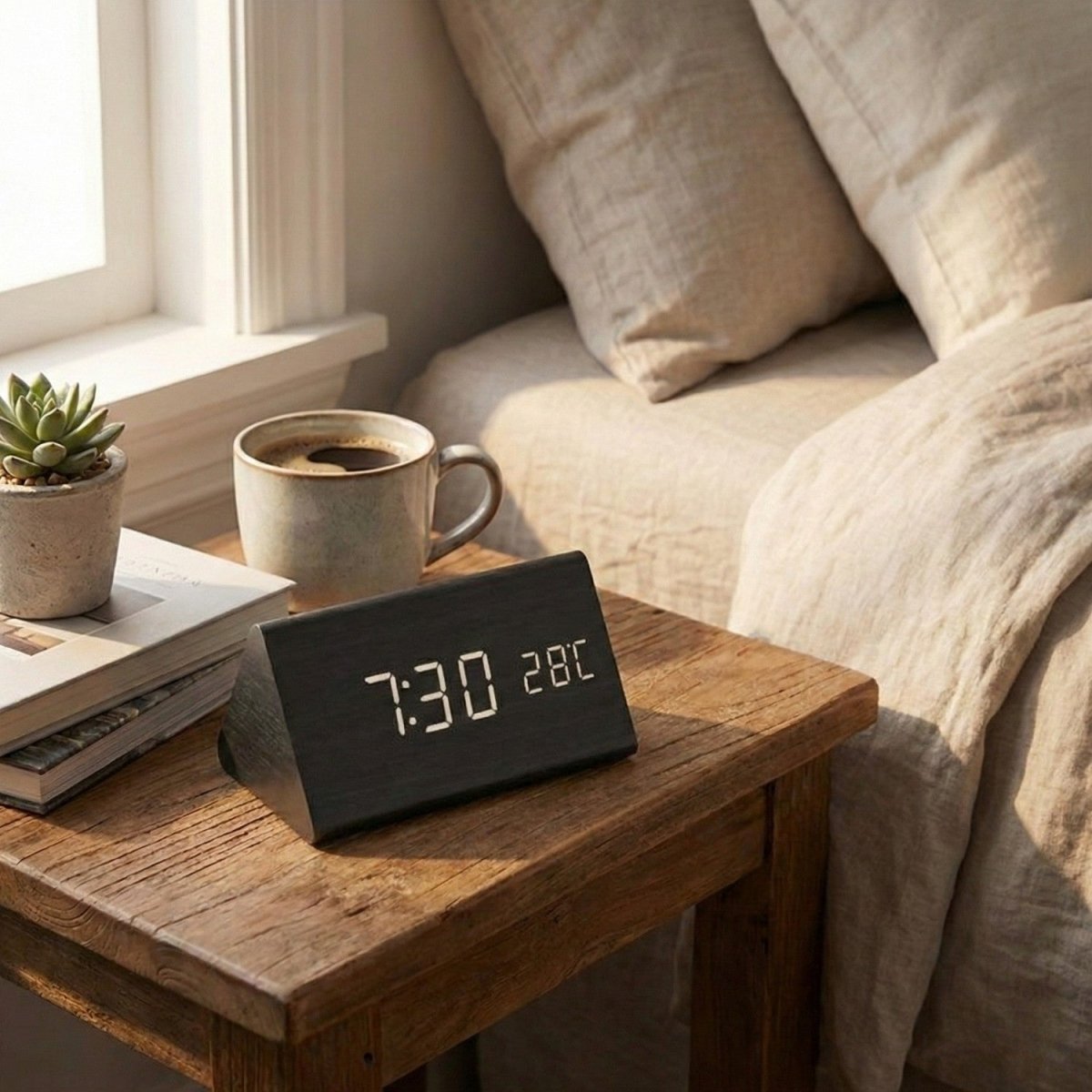 Voice Activated Wooden LED Clock with Custom Display