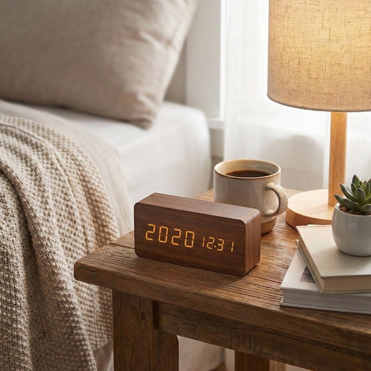 Voice Activated Wooden LED Clock with Custom Display