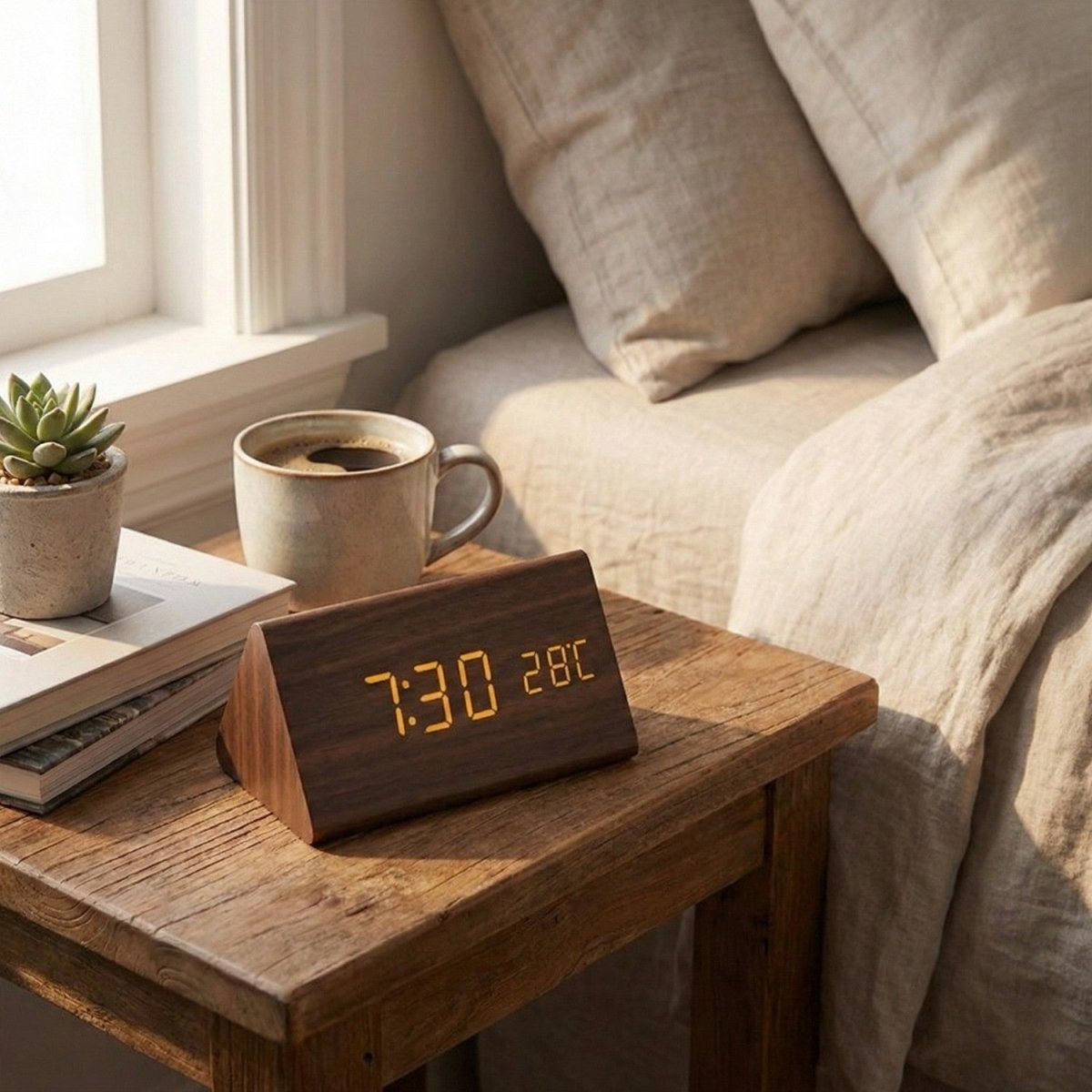 Voice Activated Wooden LED Clock with Custom Display
