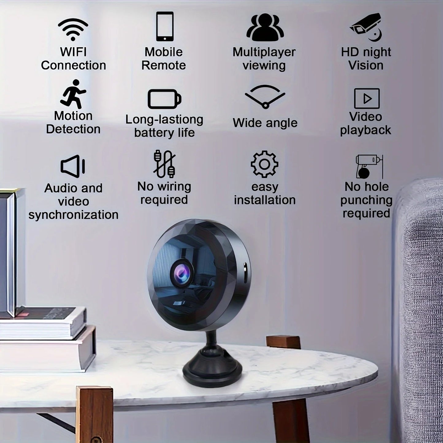 Wireless Mini Security Camera with Night Vision and App Control