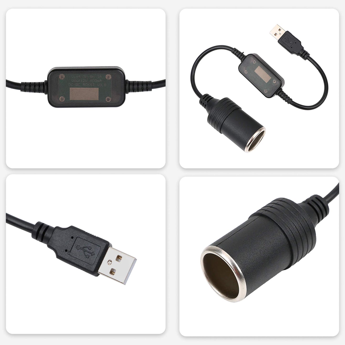 USB to 12V Car Adapter for Dashcams and Accessories