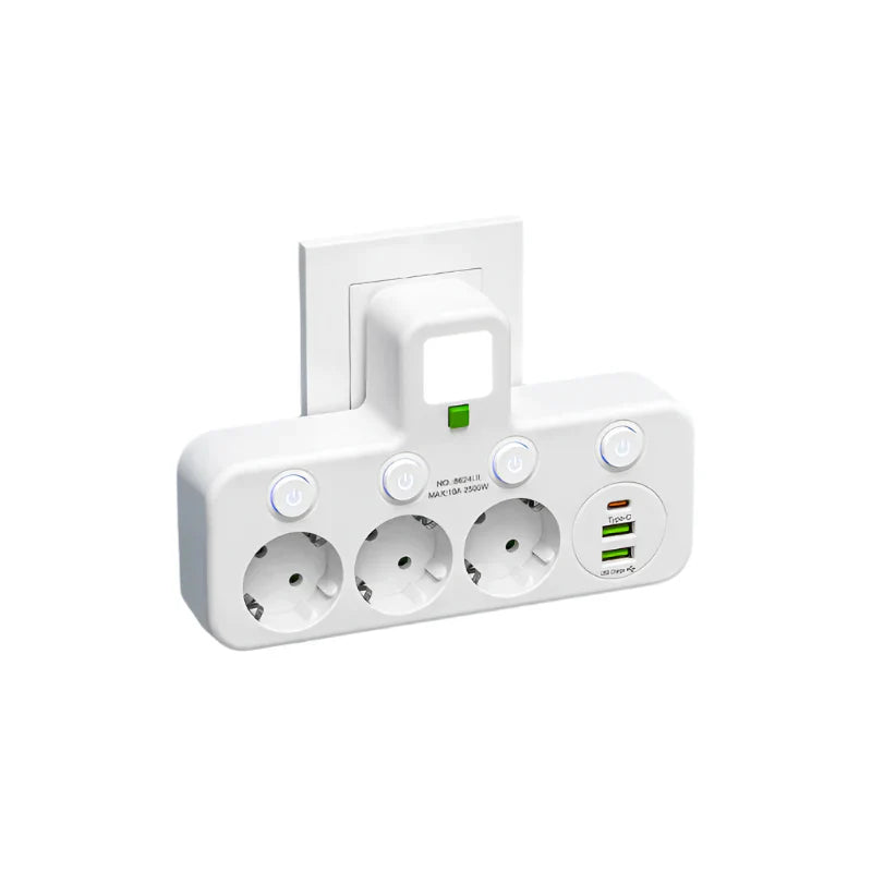 Multi Outlet Power Strip with USB and Type-C Ports