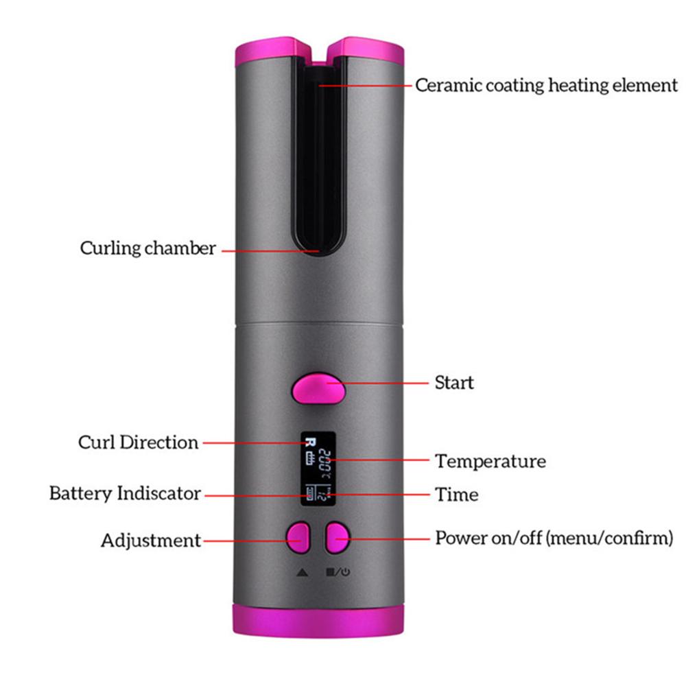 Cordless Automatic Curling Iron with Tourmaline Ceramic Barrel