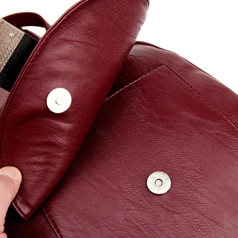 Water-Resistant Genuine Leather Backpack with Anti-Theft Pocket for Women
