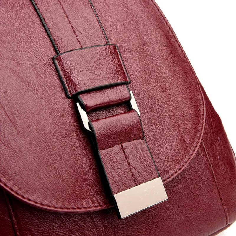 Water-Resistant Genuine Leather Backpack with Anti-Theft Pocket for Women