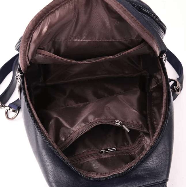 Water-Resistant Genuine Leather Backpack with Anti-Theft Pocket for Women