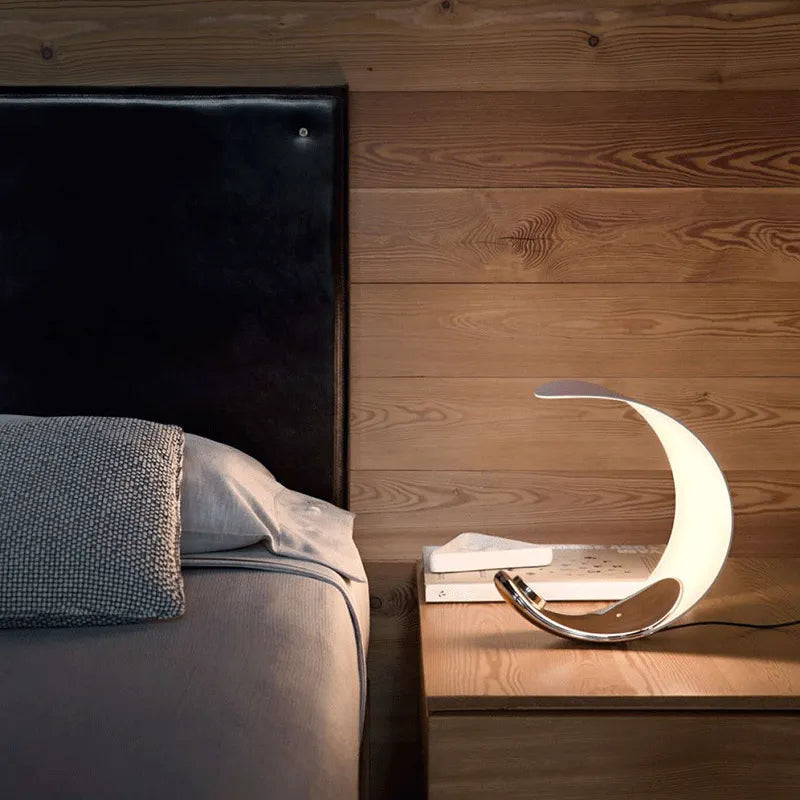 Italian Adjustable LED Desk Lamp in Crescent Moon Design