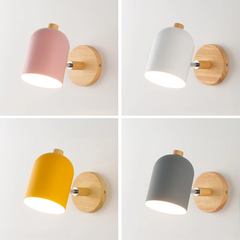 Scandinavian Wooden Wall Lamp with Dimmable LED Light
