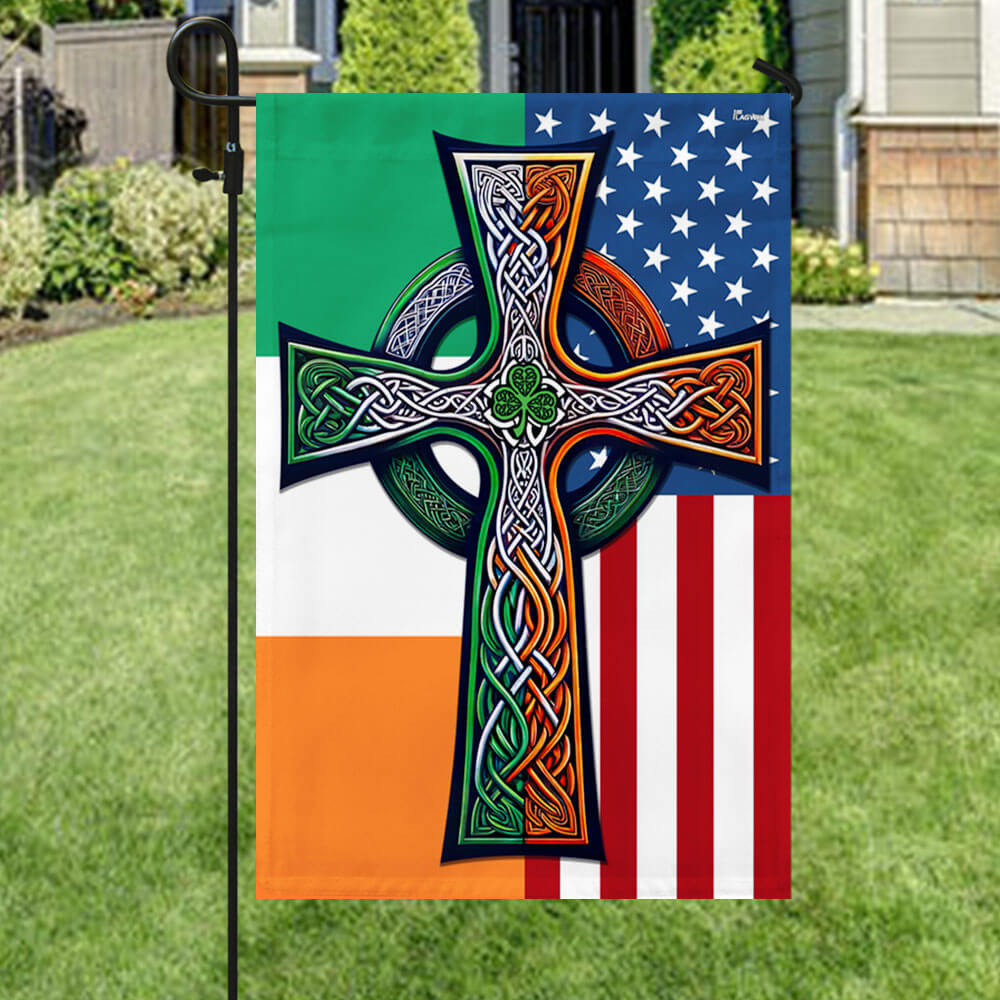 Irish Celtic Knot Cross St. Patrick's Day Flag - Custom Handcrafted Decor