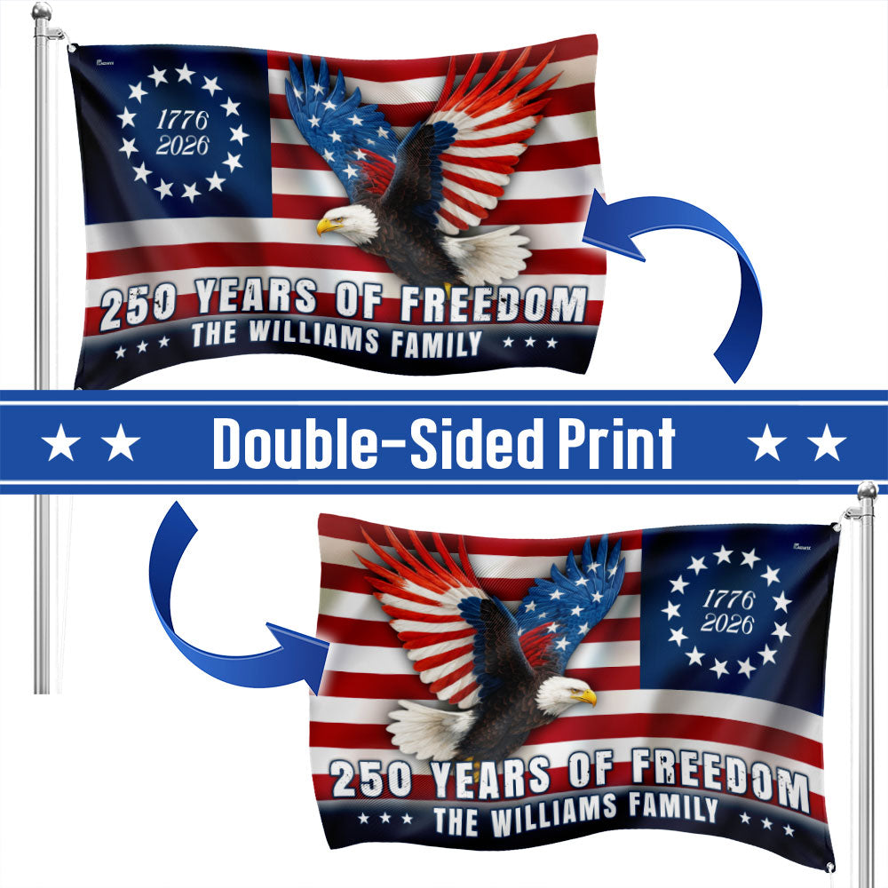 Personalized Betsy Ross Eagle Grommet Flag 250 Years of Freedom