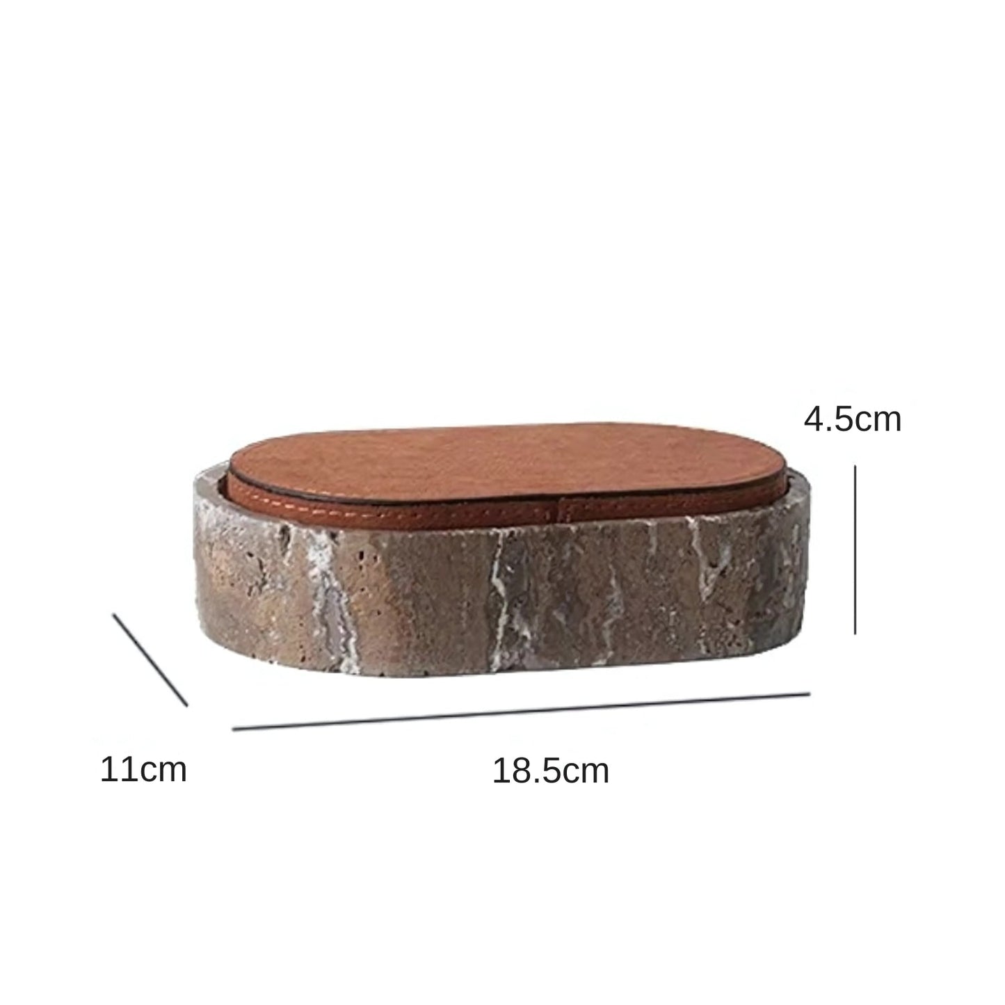 Travertine Jewelry Storage Box with PU Leather Lid