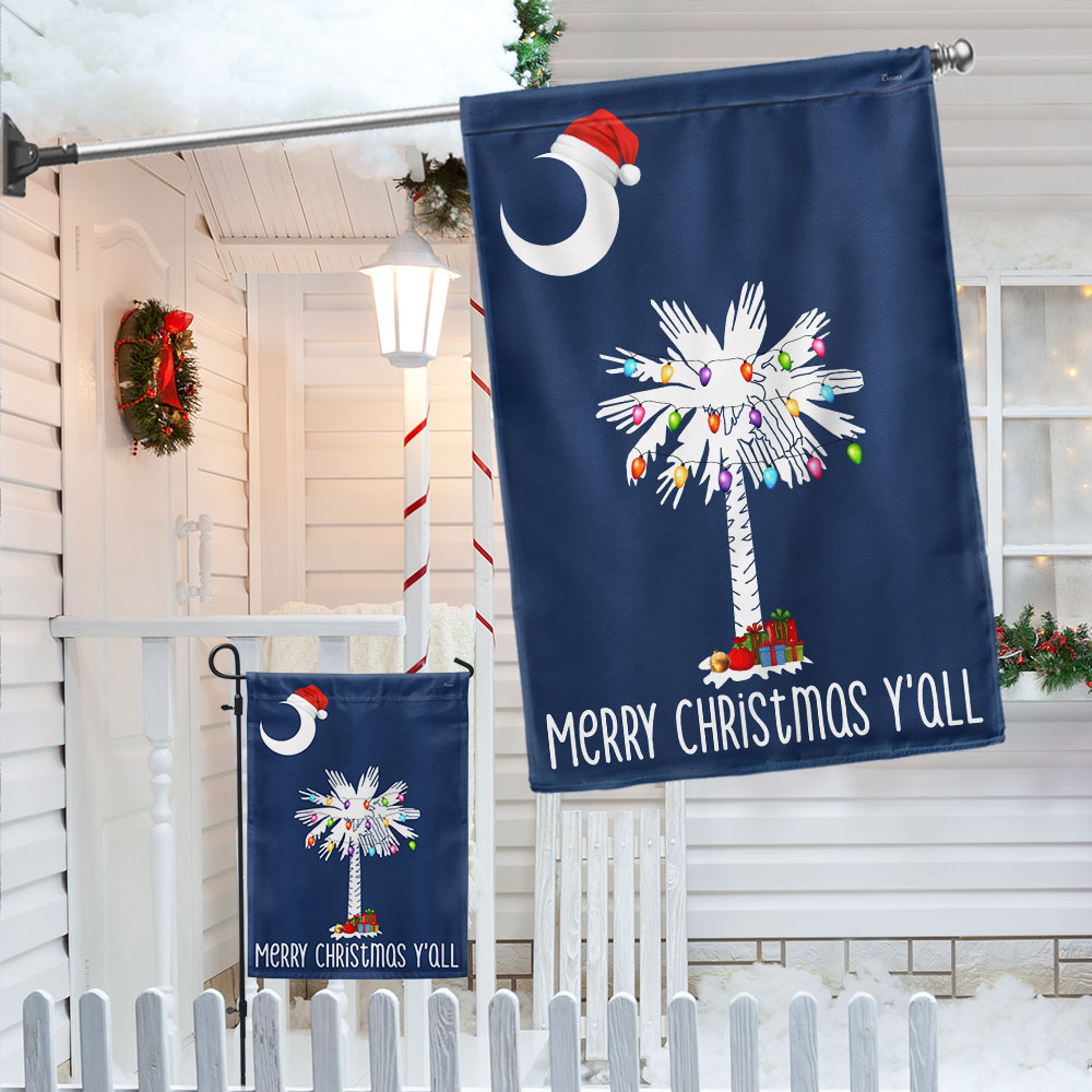 South Carolina Merry Christmas Y'all Flag - Double-Sided Canvas, 3 Sizes