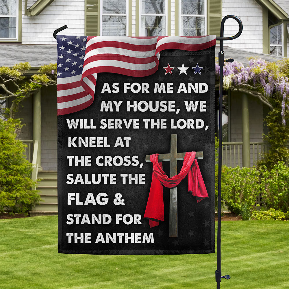 Jesus Cross American Flag - As For Me And My House We Will Serve The Lord