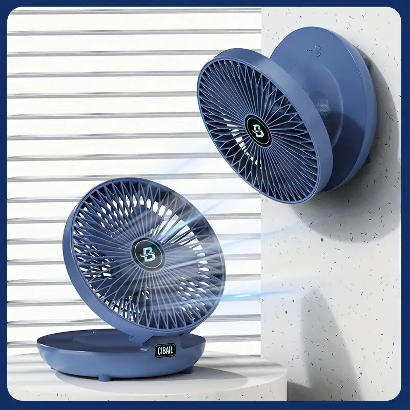 Portable Foldable Wall Fan with Humidifier and Three Speed Settings