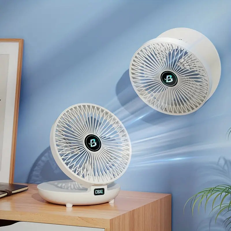 Portable Foldable Wall Fan with Humidifier and Three Speed Settings