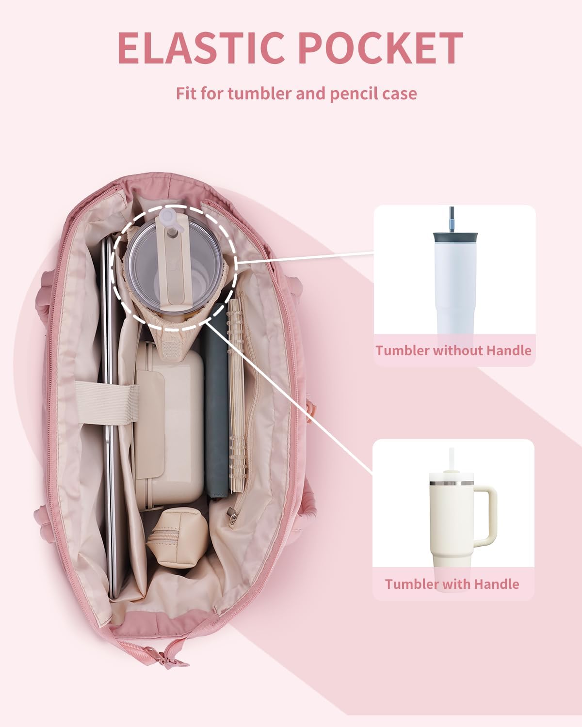 Quilted Puffer Tote with Tumbler Holder and Laptop Sleeve