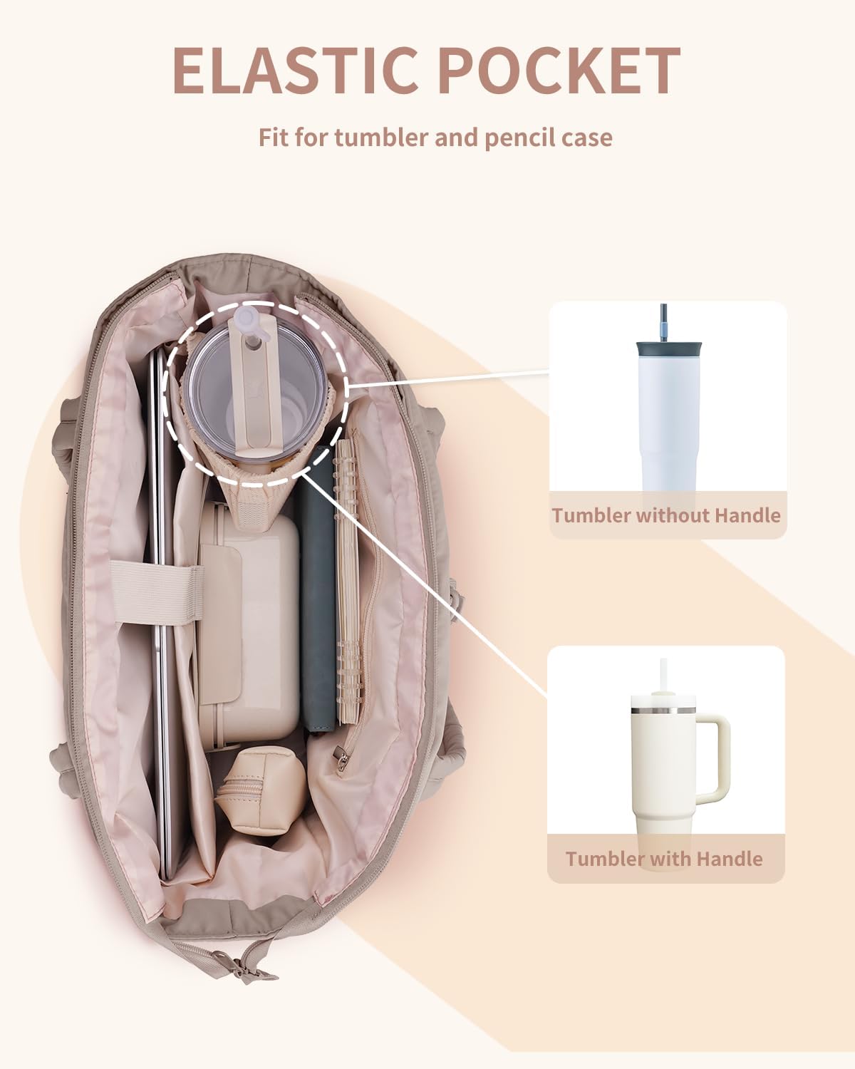Quilted Puffer Tote with Tumbler Holder and Laptop Sleeve