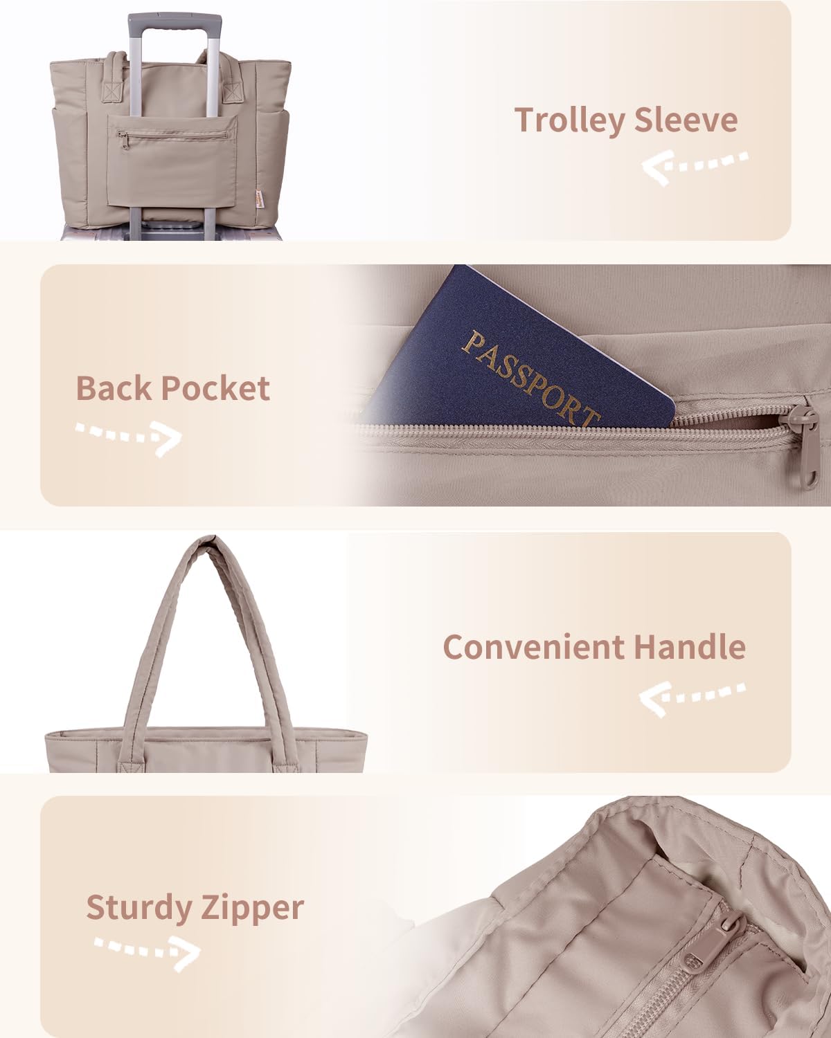 Quilted Puffer Tote with Tumbler Holder and Laptop Sleeve