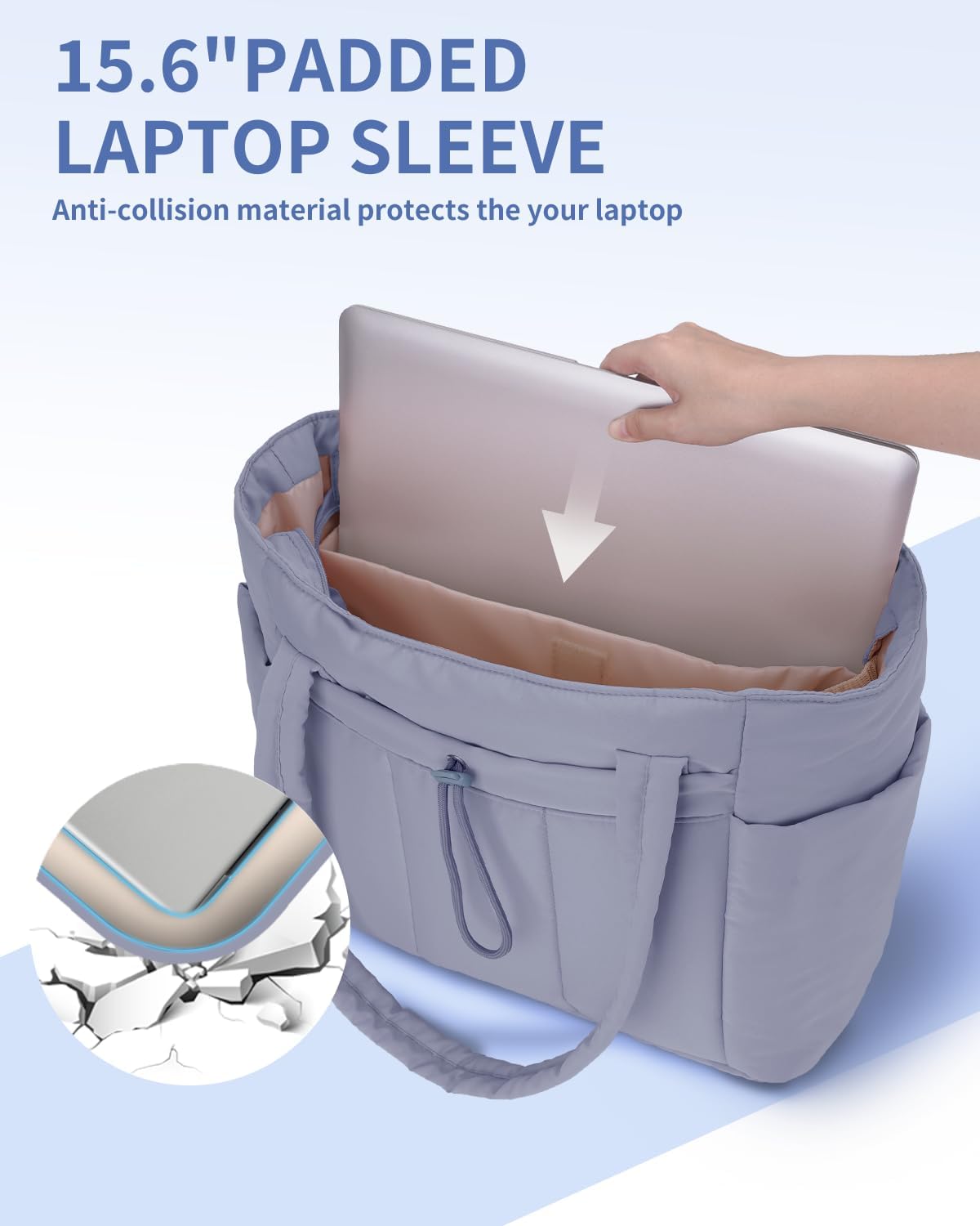 Quilted Puffer Tote with Tumbler Holder and Laptop Sleeve
