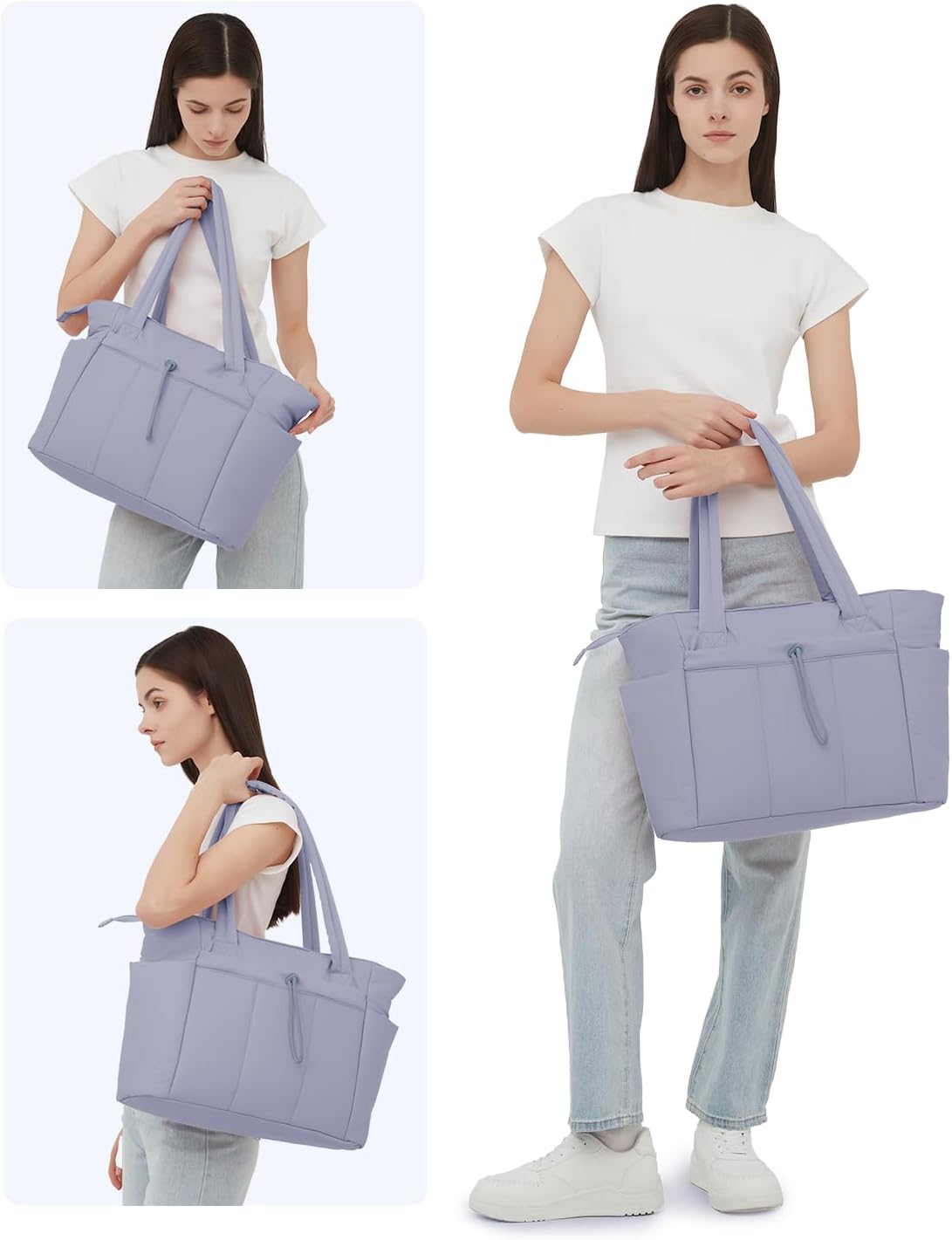 Quilted Puffer Tote with Tumbler Holder and Laptop Sleeve